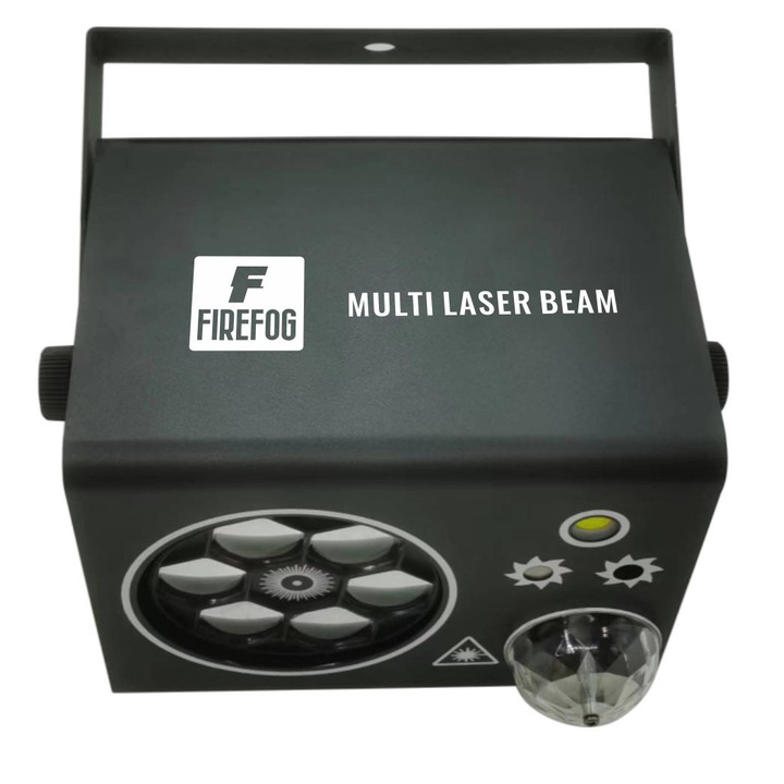 Echipament de iluminat Firefog Multi Laser Beam, 3 LED-uri, stroboscop, laser, 180x150x140mm