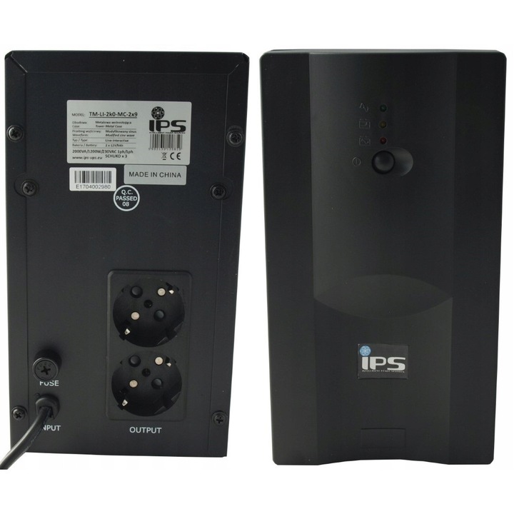 Zasilator de urgenta UPS TM-LI-2k0-MC, 1200W/2000VA, 2 iesiri, 125x380x220mm, 14kg