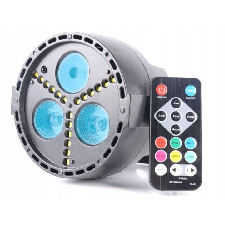 Ibiza LED PAR reflektor, 3x4W RGBW, DMX, 12,5x12,5x12,5cm