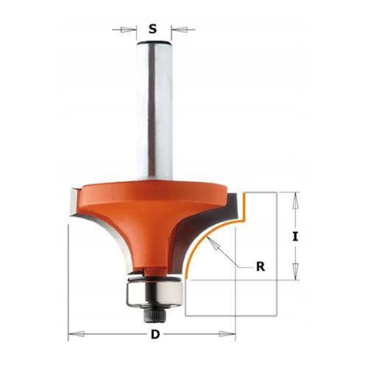 Freza de rotunjire, CMT, R3,2mm, D19,1mm, S8mm, portocaliu/argintiu