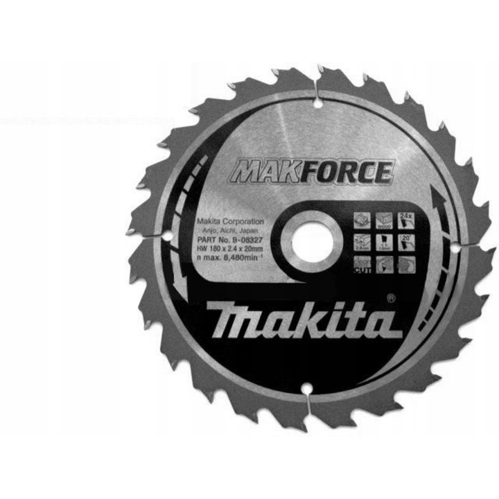 Tarca Makita Makforce 180x20mm, 24 dinti, pentru taiere lemn