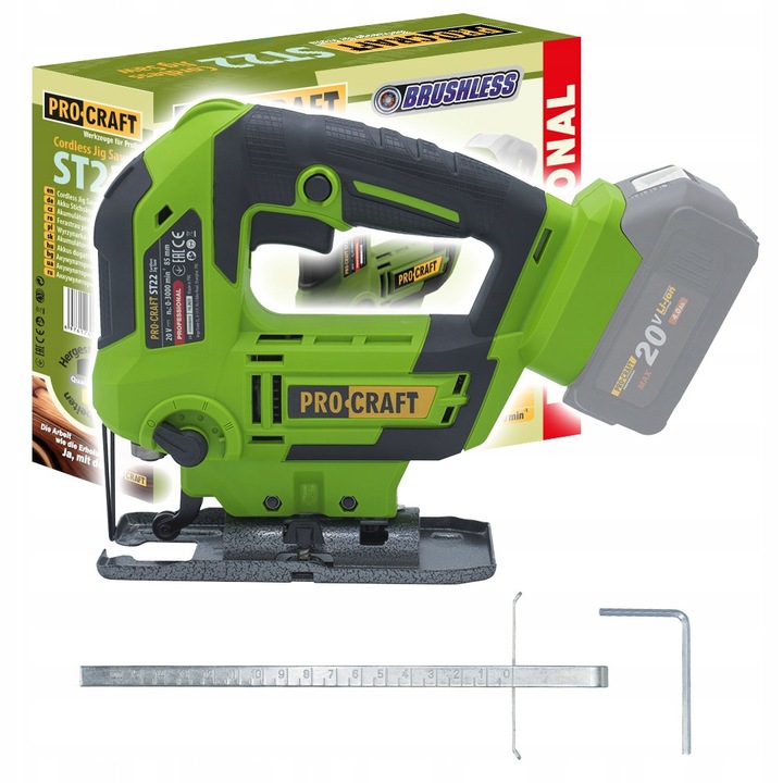 Fierastraie electrica Procraft ST22, 20V, taiere precisa, 0-3000 min, 2 kg, set complet