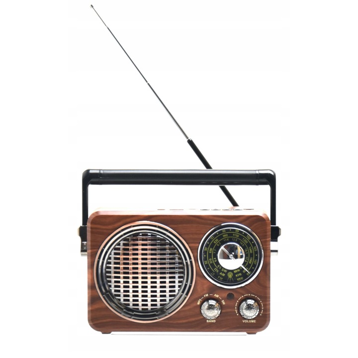 Ретро радио Bluetooth CMiK, FM/AM/SW, акумулаторна батерия, 145x200x80мм, комплект със зареждащ кабел