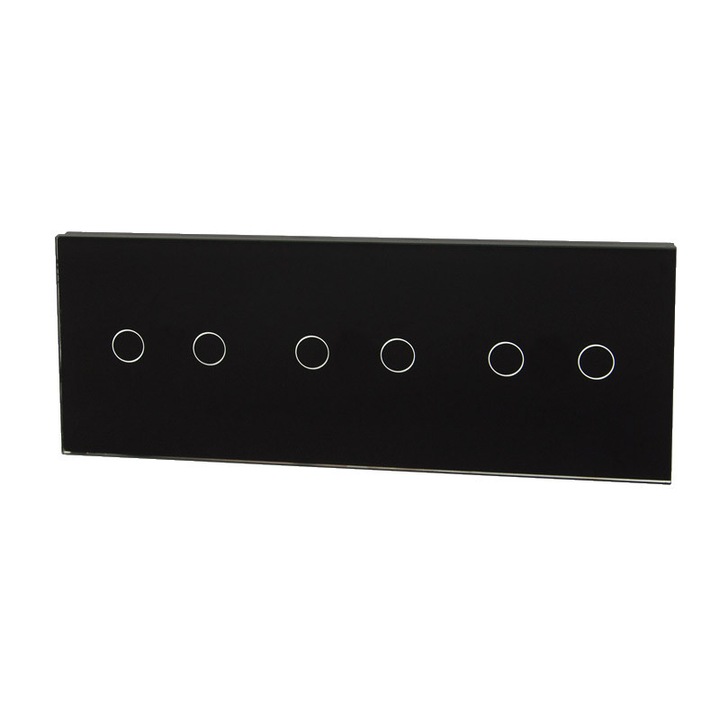 Nagy üvegpanel, Touchme, 3 x dupla gomb, fekete, 86x228mm