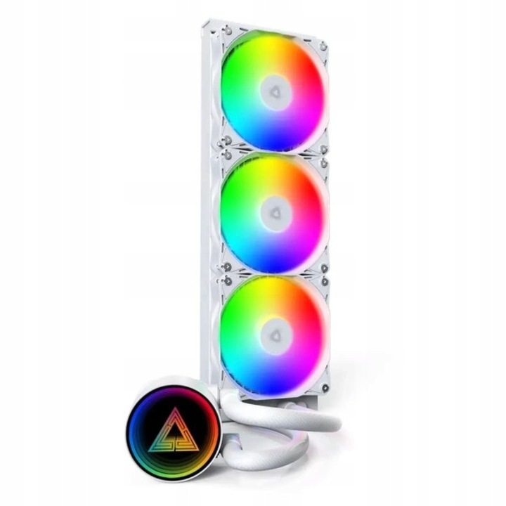 Racire AIO Montech LightFlow ARGB 360, alb, radiator 397x120x27mm, 3 ventilatoare cu iluminare ARGB