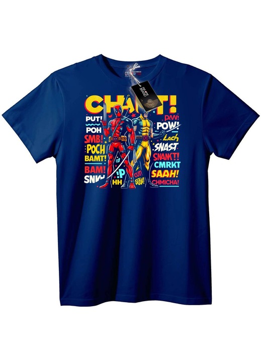 Deadpool & Wolverine képregény póló, Tengerészkék