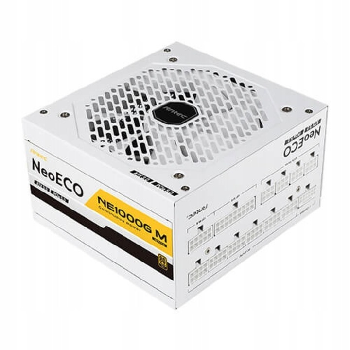 Sursa PC Antec NeoECO NE1000G M, 1000W, ATX 3.0, 80 PLUS Gold, alb, 120mm ventilator