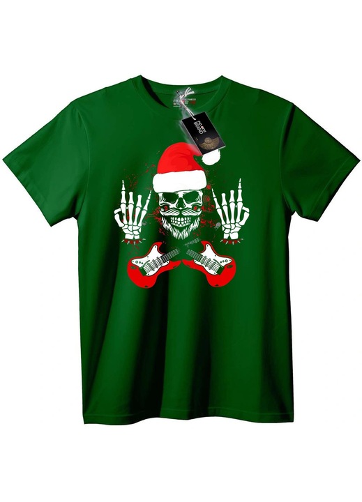 Póló koponyás rock Mikulással, Angolzöld