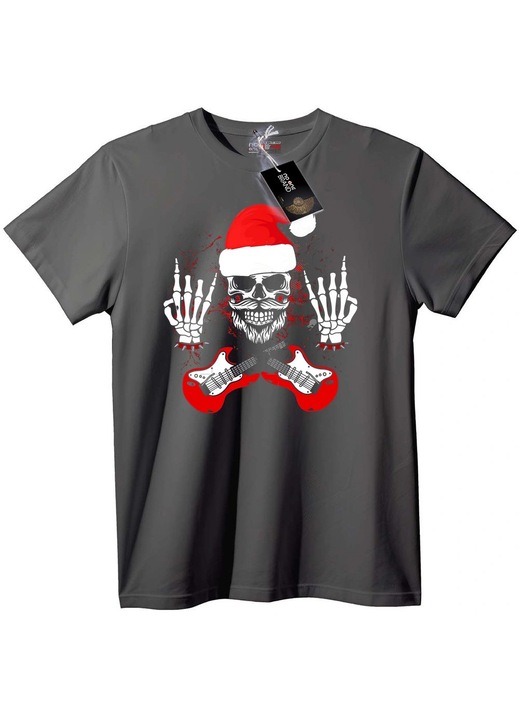 Póló koponyás rock Mikulással, Szürke