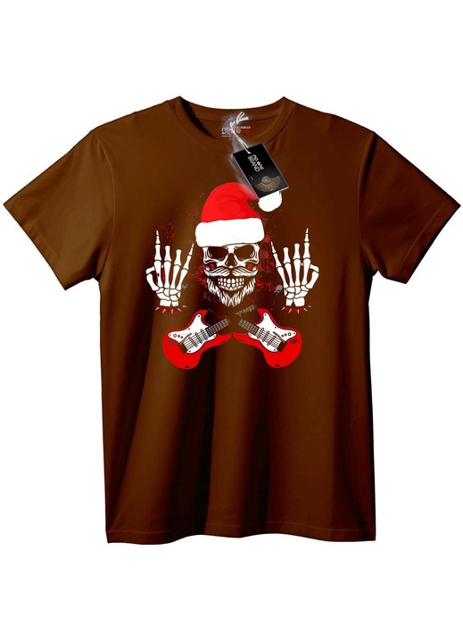 Póló koponyás rock Mikulással, Barna