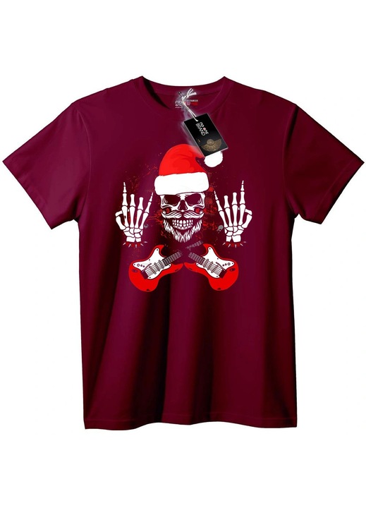 Póló koponyás rock Mikulással, Bordó
