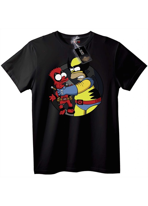 Deadpool és sárga hős póló, Fekete