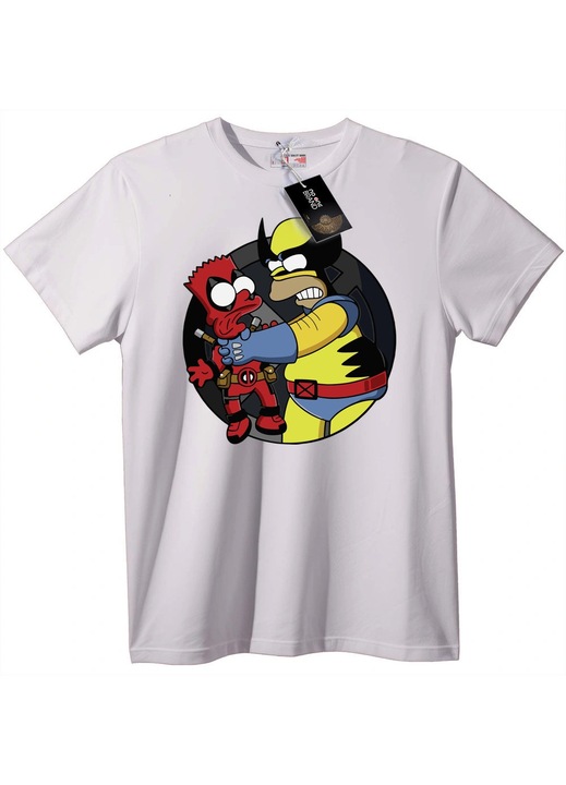 Deadpool és sárga hős póló, Fehér