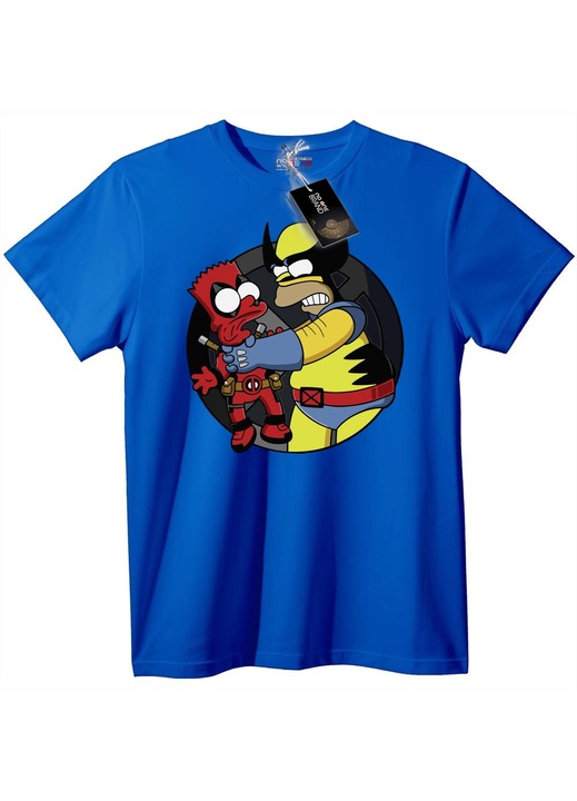 Deadpool és sárga hős póló, Kék