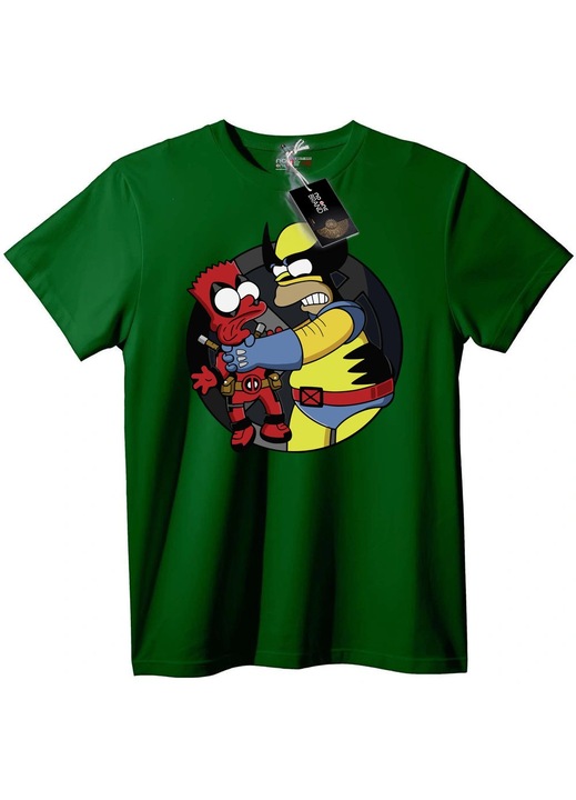 Deadpool és sárga hős póló, Angolzöld