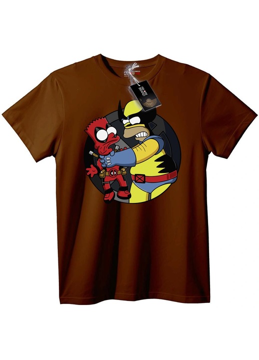Deadpool és sárga hős póló, Barna
