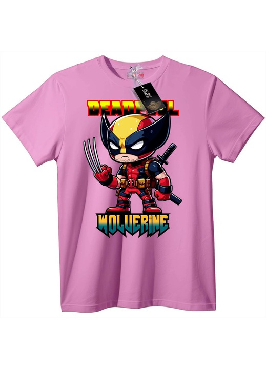 Deadpool Wolverine Chibi póló, Candy Pink