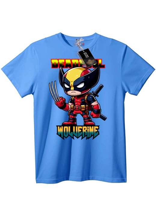 Deadpool Wolverine Chibi póló, Világoskék