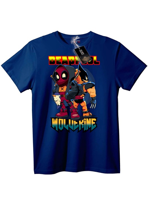 Tricou Deadpool & Wolverine, Albastru închis, XL