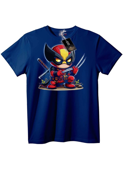 Tricou Chibi Deadpool, Albastru închis, 7XL