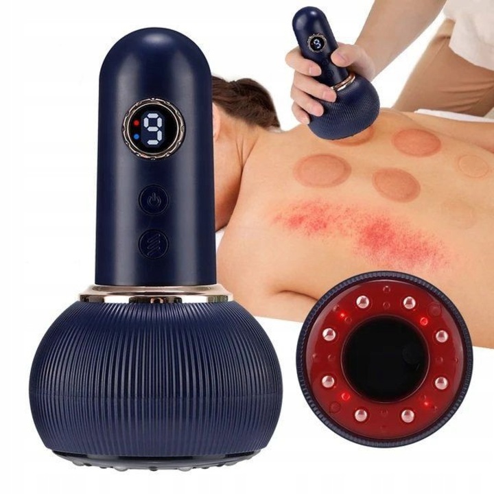 9 az 1-ben elektromos masszírozó fűtéssel és LED terápiával, cellulit elleni, gránát + arany, komplett készlet