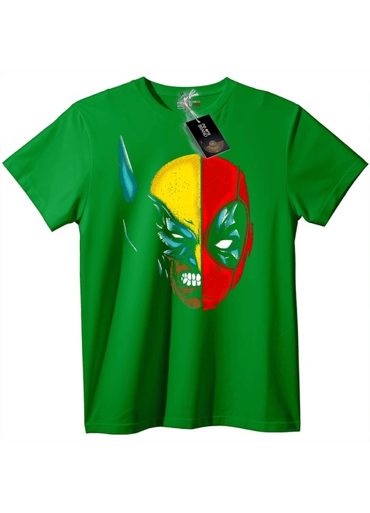 Deadpool & Marvel osztott arcú póló, Zöld