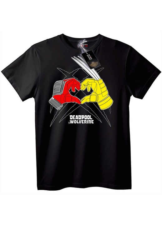 Deadpool & Wolverine szív póló, fekete, 3XL