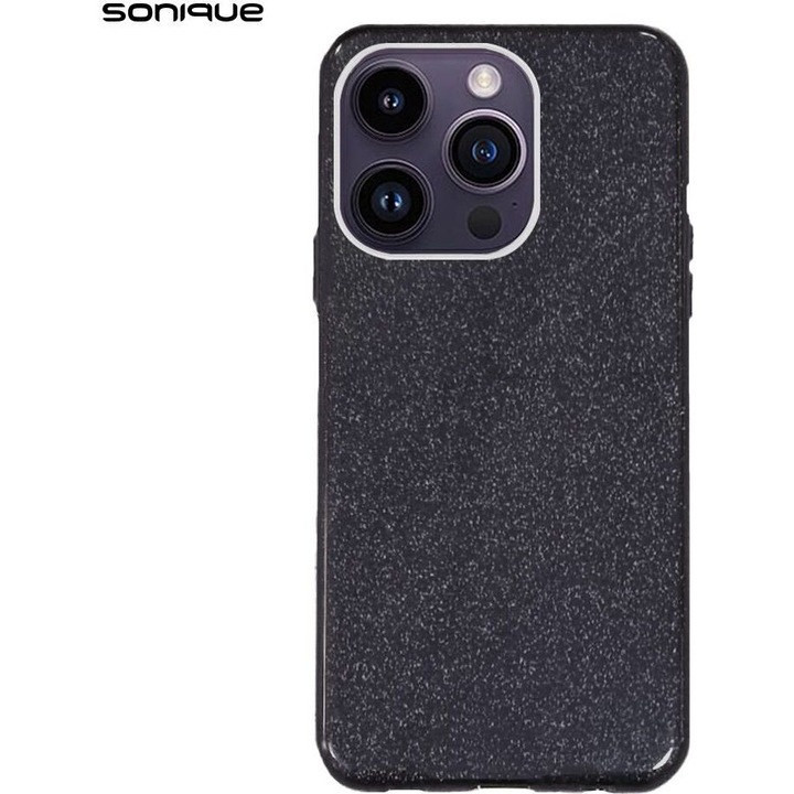 Husa telefon Sonique Shiny pentru Apple iPhone 13 Pro, TPU si PC, protectie antisoc, neagra