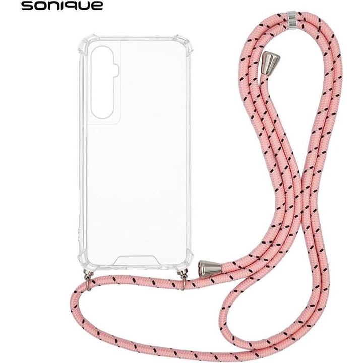 Husa telefon Sonique Armor Clear, antishock, roz, pentru Realme C65 4G