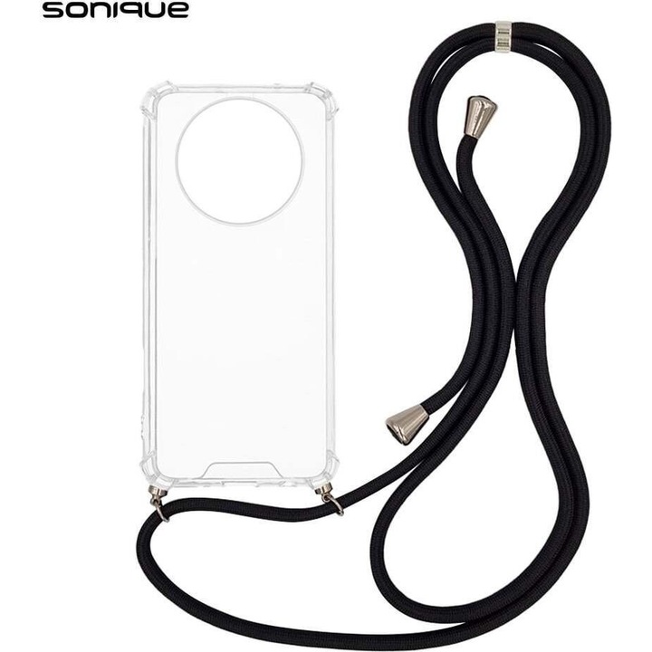 Husa telefon Sonique Armor Clear, antishock, TPU, neagra, pentru Realme 12 Plus 5G