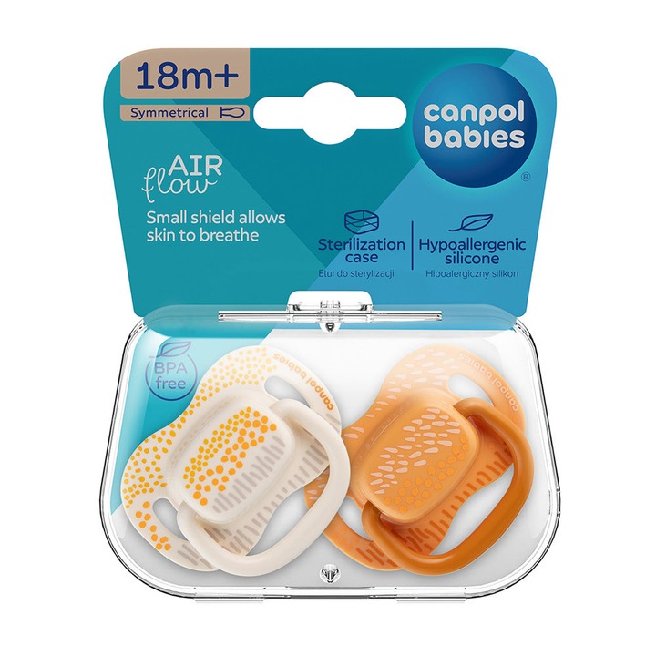 Биберон Canpol симетричен от силикон 2 бр, жълт