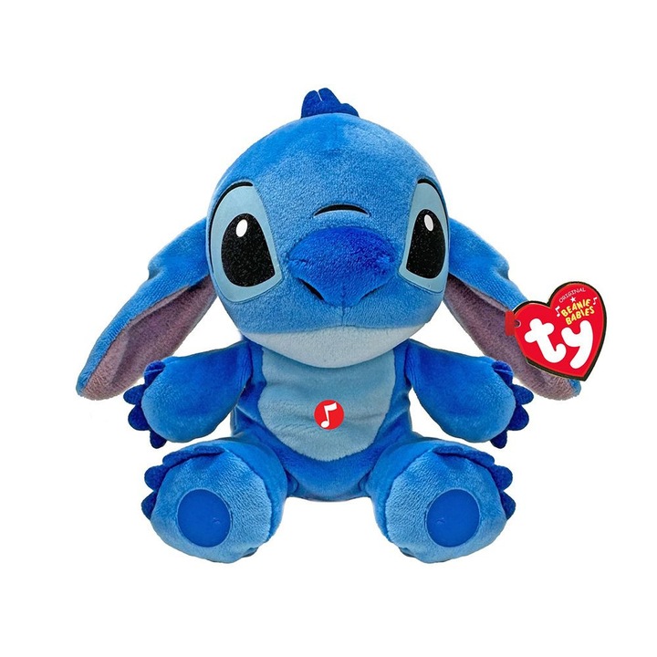Плюшена играчка, Ty, Beanie Babies Disney Lilo Stitch, 15 см, зелени очи, син цвят