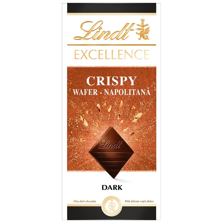 Линдт Криспи Уафър Тъмен Шоколад, 100 г, естествена кожа