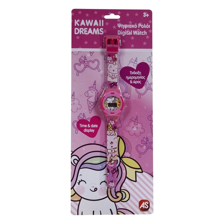 Интерактивни играчки, AS, цифров часовник, розов, за момичета, 1 година