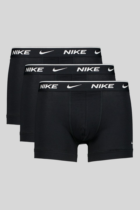 Nike, Set de boxeri cu banda logo in talie - 3 perechi, Negru