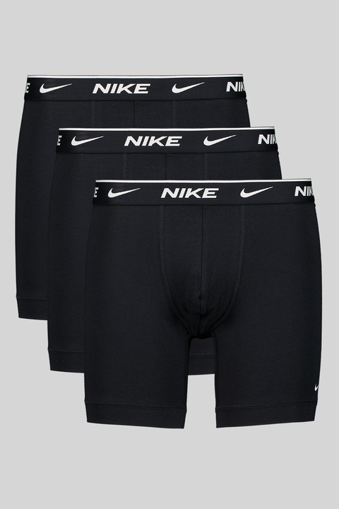 Nike, Set de boxeri cu banda logo in talie - 3 perechi, Alb/Black Onyx