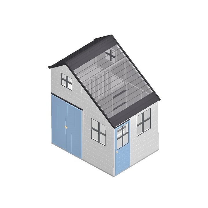 Пъзел Къщичка за игра Mansion (M33), Wendi Toys, водоустойчив покрив, размери 120x155x198 см, цвят светло син