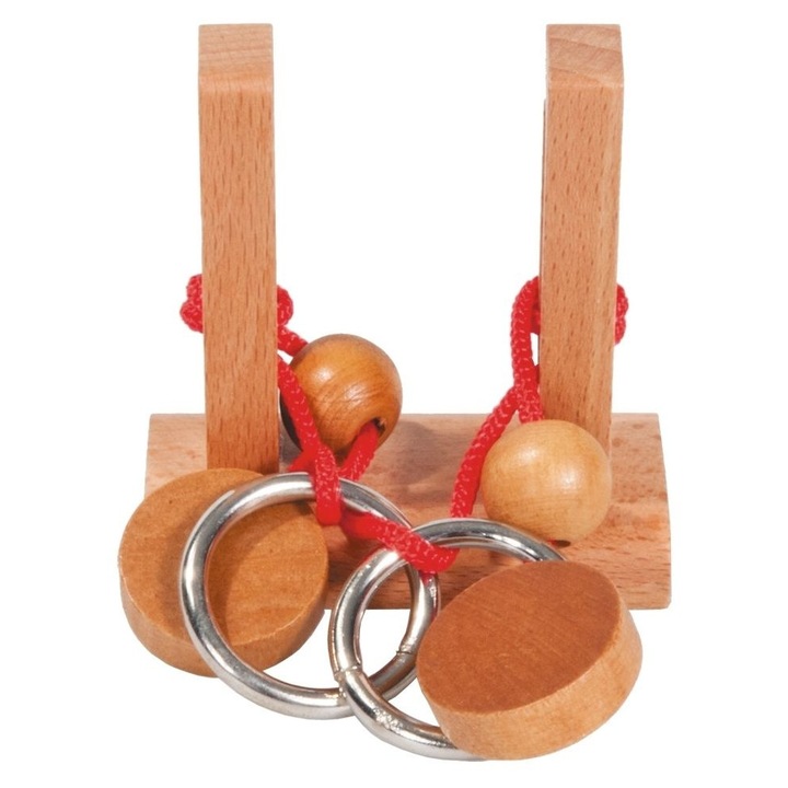 IQ тест "Освободи пръстена - 1", Fridolin, играчка за сортиране, дърво и метал, за деца над 8 години