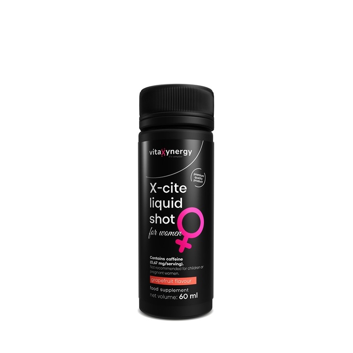 Хранителна добавка VITAXYNERGY X-cite жени, вкус на грейпфрут, 12x60ml, 1 брой
