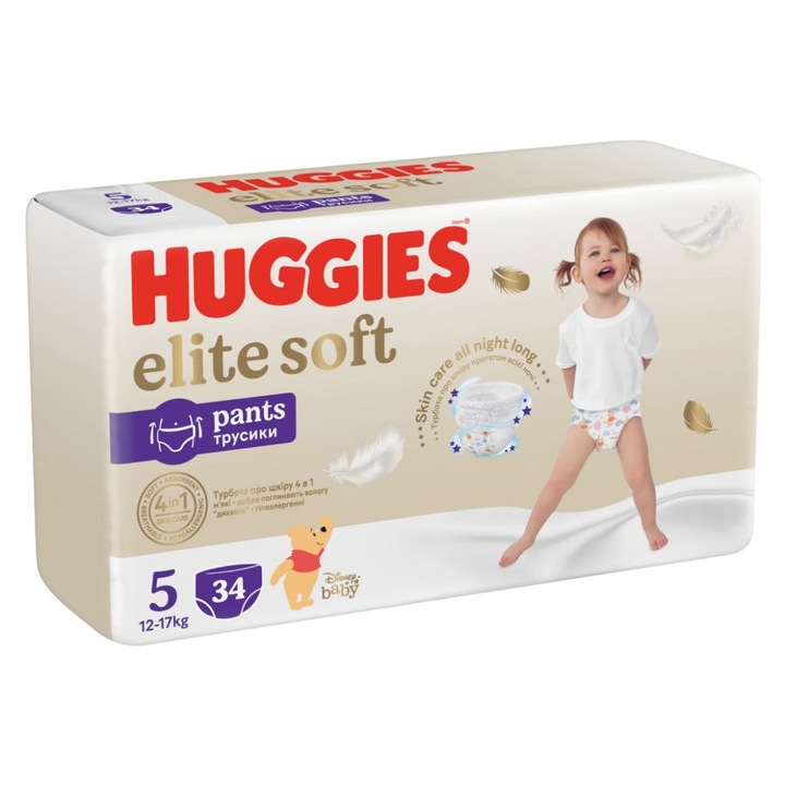 Пелени Huggies Elite Soft Pants Mega, размер 12-17 кг, 50 броя, бамбук