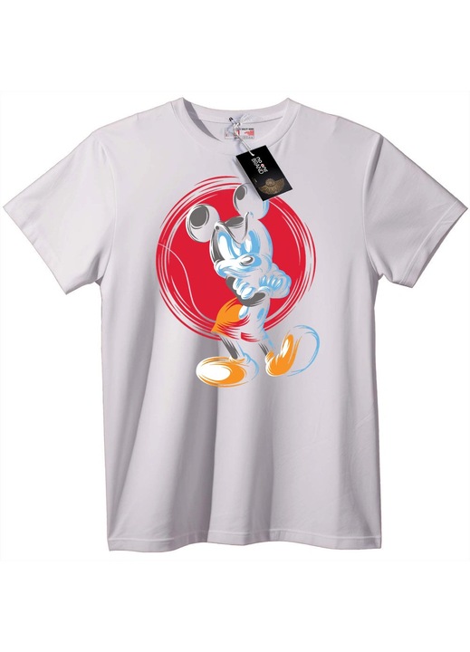 Mickey Mouse póló, piros kör, Fehér
