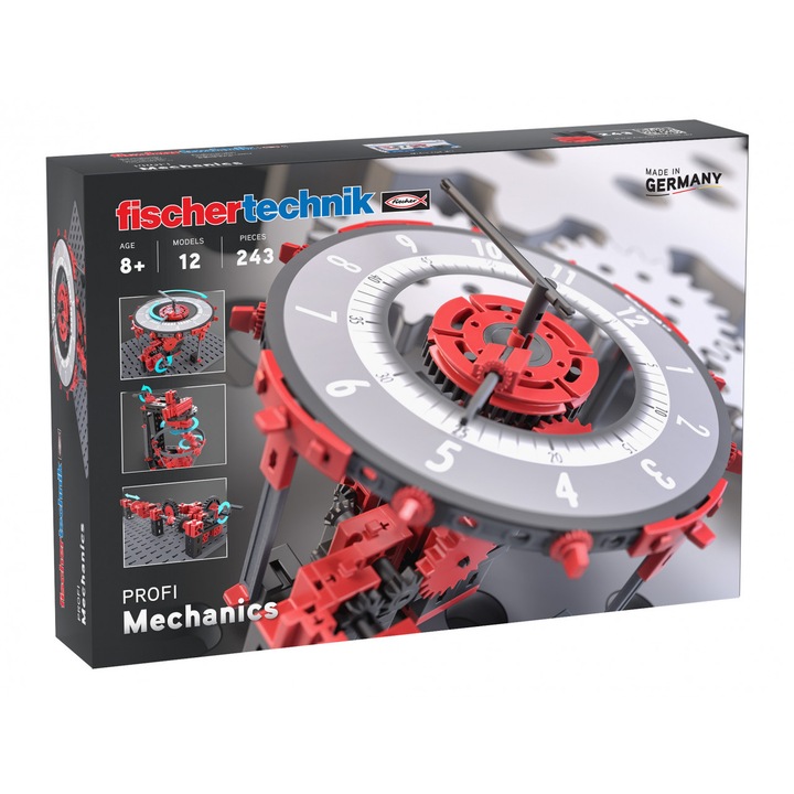 Комплект STEM Принципите на механиката, Fischertechnik, 12 модела, пластмаса, 243 части