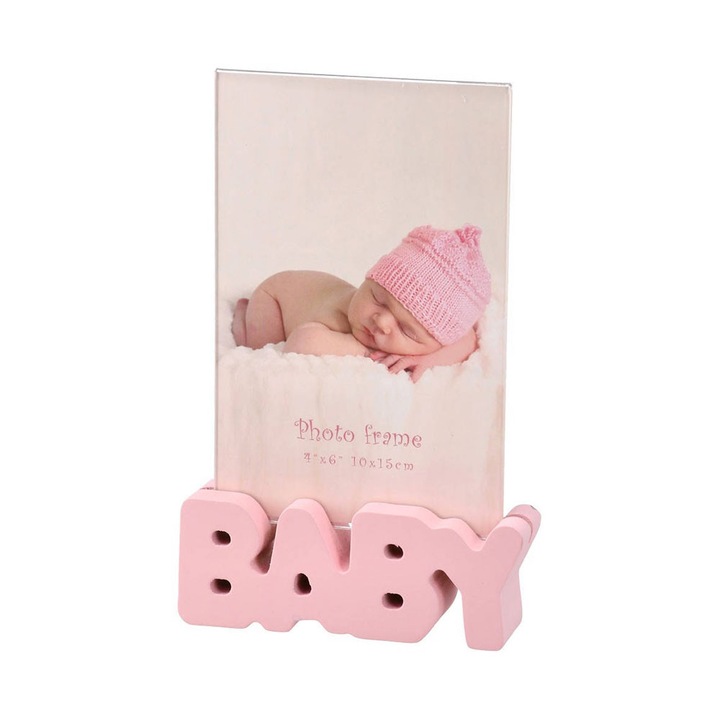 Ramă foto Takk Woody, Baby, 10 x 15 cm, roz