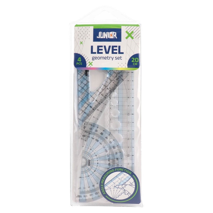 Junior Level rajzkészlet, geometria, 20 cm, 4 részes