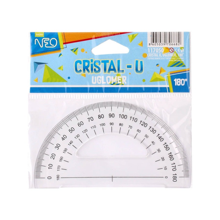 Szögmérő Sazio Cristal-U, 180 fokos