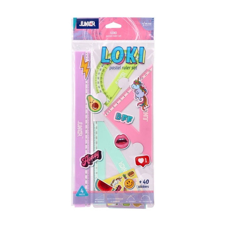 Junior Loki rajzkészlet, 30 cm, 4 részes