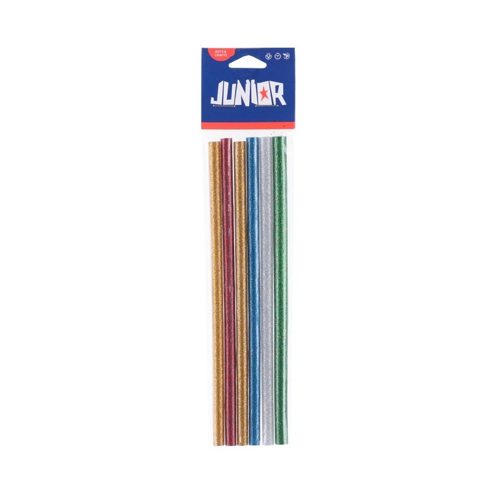 Szilikon pálcák Junior Heli Stick, 7 mm átmérő, csillámos, 6 darab