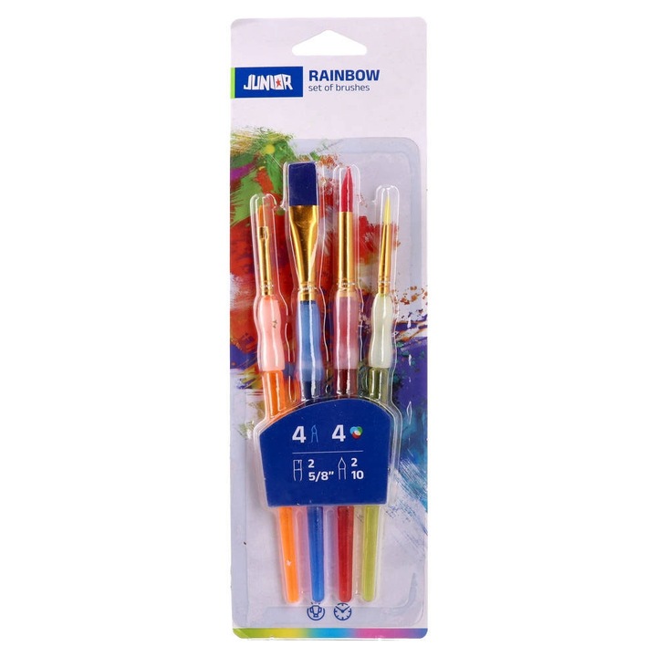 Junior Syntip ecsetkészlet, lapos 2-es és 5-ös, kerek 2-es és 10-es, 4 darab