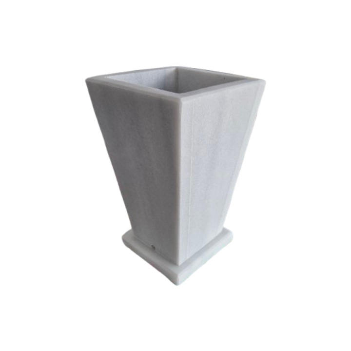 Vază din marmură alb-gri, 2cm grosime, executată manual