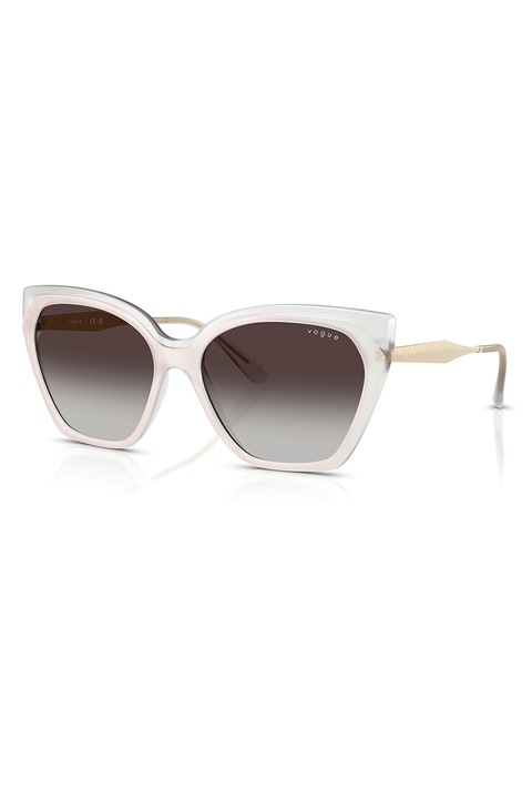 VOGUE EYEWEAR, Cat-eye napszemüveg színátmenetes lencsékkel, 57-16-140, Fehér/Csontszín/Világosszürke